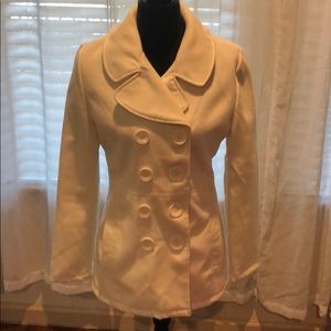 Winter white wool blend coat